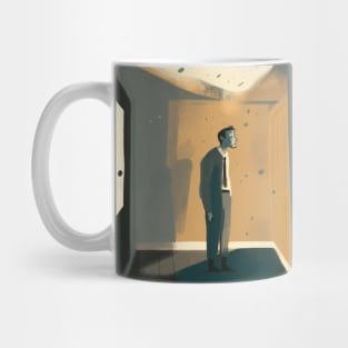 Abstract Illustration on man with depression stand in the room Mug